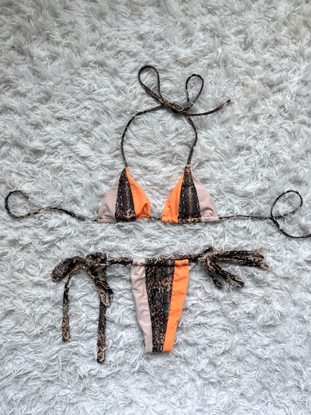 Zaful Orange High-Cut Bikini Set & Mixed Print Triangle Bikini - Picture 6 of 6